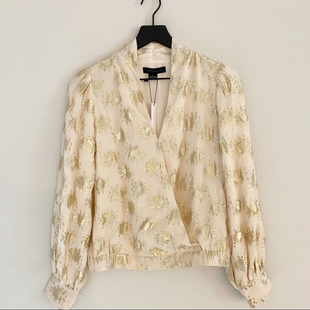 Sanctuary Fixed Wrap Metallic Blouse size small